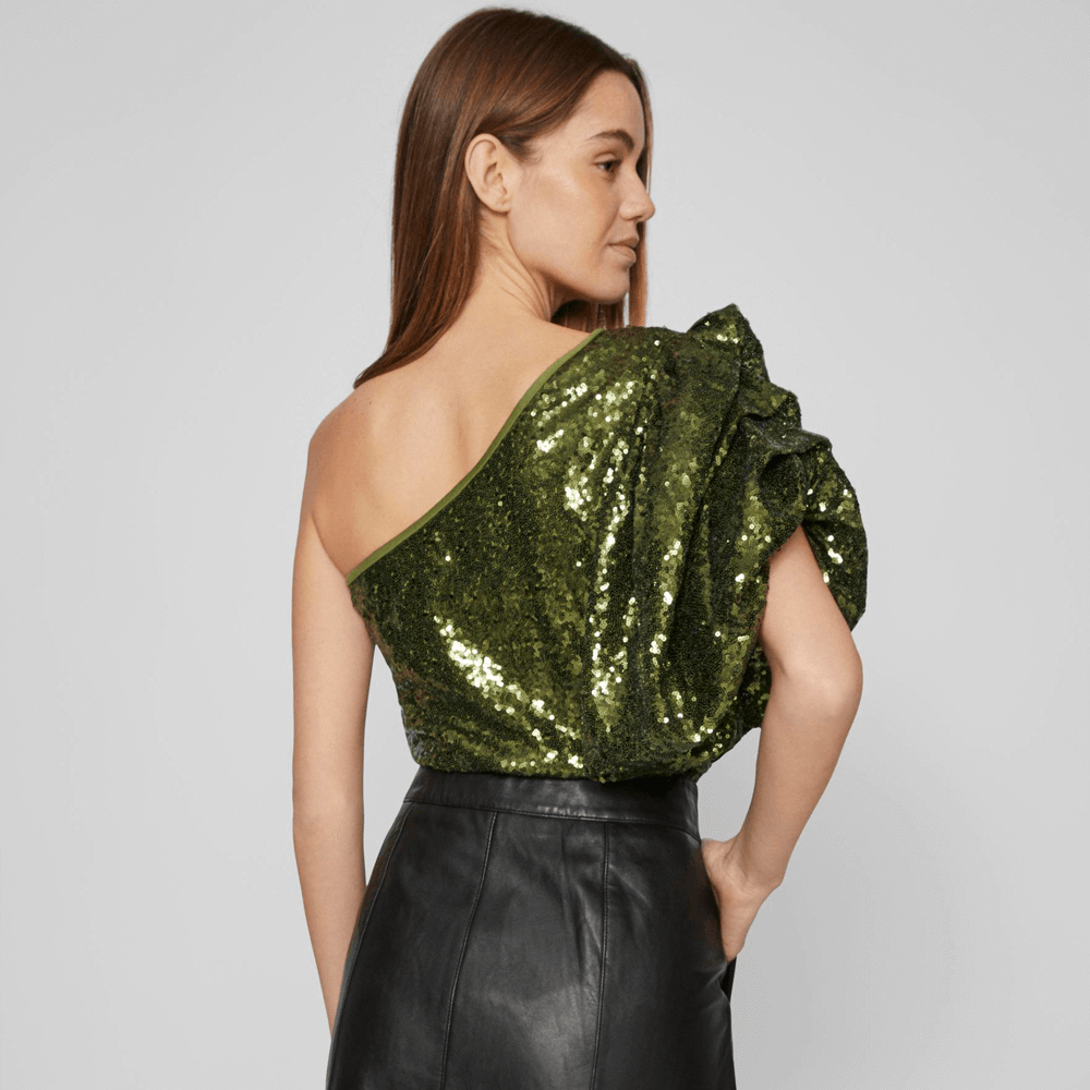 Vila Serena One Shoulder Sequin Top Jarrolds Norwich